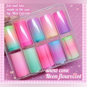 SNOWCONE NEON FLUORESCENT Nail Foil Kit 1/$15, 2/$25, 3/$30, 4/$35.$5 each added